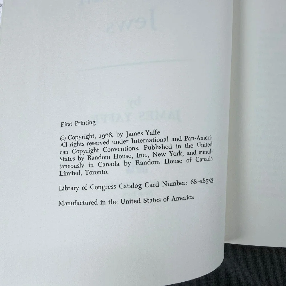 James Yaffe The American‎ Jews Hardcover 1968 First Edition Sociology Book